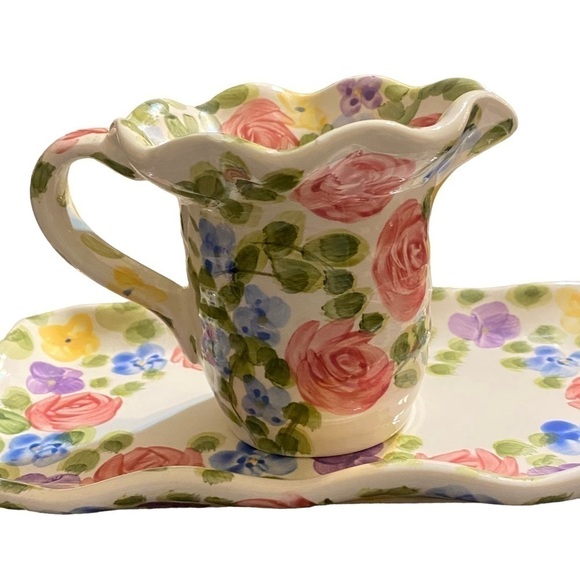 Jardine tabletops unlimited 3 piece hand painted ceramic sugar and cream… - Picture 4 of 11